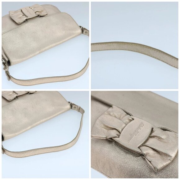 Salvatore Ferragamo Vala Shoulder Bag Leather Champagne Gold Auth 104964 - Picture 16 of 16